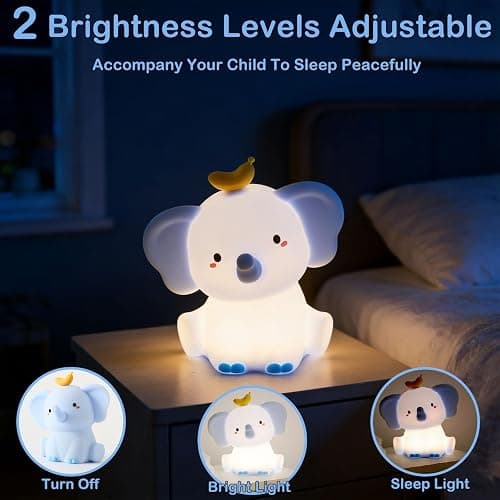 Elephant Lamp, Elephant Cute Night Light Gifts, Rechargeable Bedside Nightlight, Dimmable Squishy Silicone Animal Touch Lamp, Baby Room Decor, Small Night Light for Kids Teens Boys Girls Lovers thumbnail 3