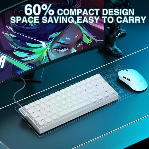 Aula WIN60 HE - 60% Mechanical Gaming Keyboard Wired, Hall Effect Magnetic Switch Hot Swappable, Adjustable Actuation RT Mode, 8000 Hz Polling Rate, RGB Keyboard 60 Percent Compact Design for PC thumbnail 3