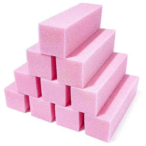 Fuyamp 10 Pcs Nail Buffer Block, Professional 120 Grit Nail Sanding Blocks for Natural Acrylic Nails, Nail Buffer Blacks Manicure Pedicure Tools for Gel Nails Salon Home Use (Pink) - Image 1