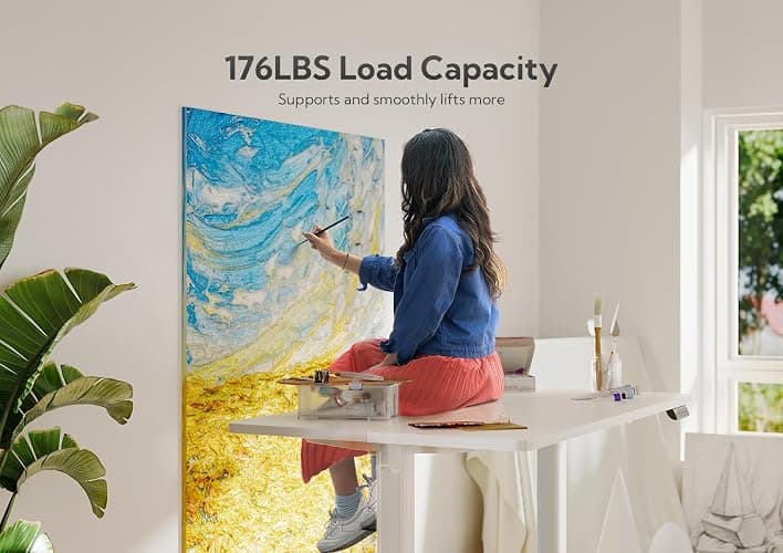 Claiks Electric Standing Desk, Adjustable Height Stand up Desk, 55x24 Inches Sit Stand Home Office Desk with Splice Board, White Frame/White Top thumbnail 5