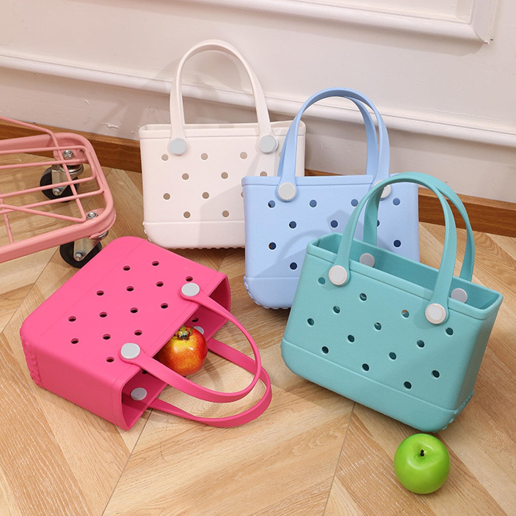 GBB Rubber Tote Bag Small Beach Bag Waterproof Outdoor Tote Bag Washable Tote Portable Travel Bag Open Handbag for Daily thumbnail 2
