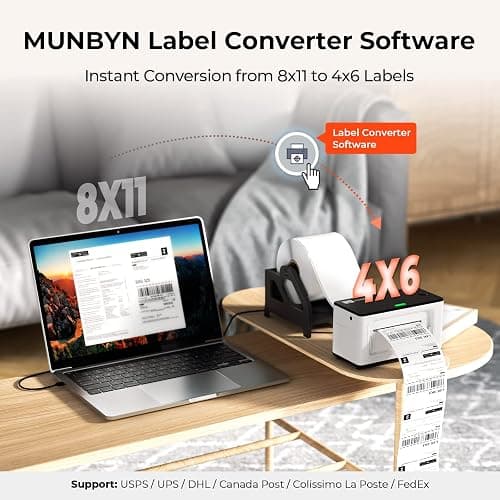 MUNBYN Bluetooth Label Printer, Desktop Thermal Label Printer 4x6 for Shipping Postage Home Small Business, Compatible with Etsy, Shopify, Ebay, Amazon, Royal Mail, FedEx, UPS, 941B, White thumbnail 6