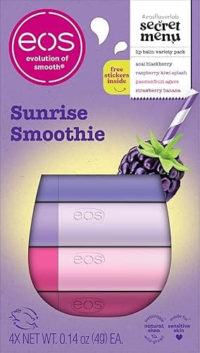 eos Flavor Lab Secret Menu Lip Balm Gift Set - Sunrise Smoothie, Limited-Edition, Moisturizing, Hydrating Lip Balm, Dry Lips, Variety Pack, 0.14 oz, 4-Pack