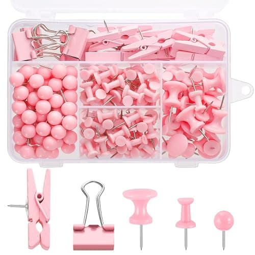 200 Pieces Pink Push Pins Thumb Tacks Cute Decorative Push Pins for Cork Board Bulletin Boards Wall Maps Pictures Office Supplies - Image 1