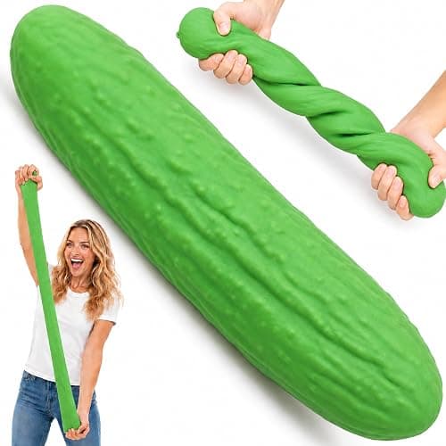 Jumbo Stretchy Cucumber Squishy Toys, Squeeze Sensory Fidget Toys for Stress Relief, Cute Giant Pickle Stress Balls Squishies Toy, Fun Novelty Birthday Party Favor for Kids and Adults - Image 1