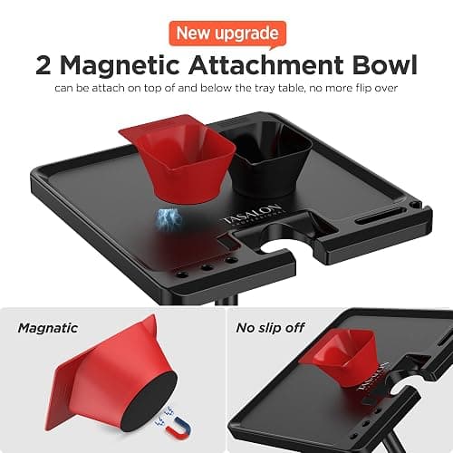 TASALON Wheeled Salon Rolling Tray Cart with 2 Magnetic Bowls | Chemical-resistant instrument tray with stickless wheels for hairdressing and tattoo work thumbnail 4