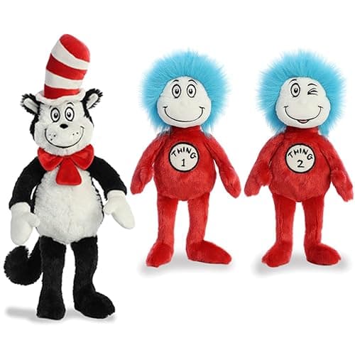 Aurora Plush Bundle of 3, 20" Cat in the Hat, and 12" Thing 1 & 12" Thing 2 - Image 1