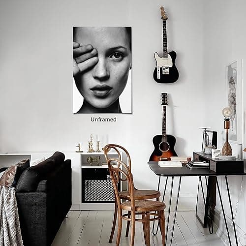 Trendy Luxury Wall Art-Retro Fashion Woman Covering One Eye Poster For Girls Room Wall Decor-Vintage Feminist Black And White Art Canvas Print Picture For Girly Apartment Dorm thumbnail 5