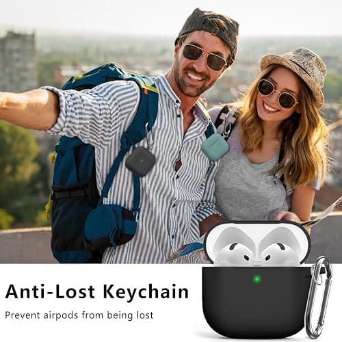 Ljusmicker for AirPods 4 Case Cover 2024 with Cleaner Kit,Soft Silicone Protective Cover for Apple AirPods 4th Generation Cases for Women Men,AirPod 4 Case Accessories with Keychain-Black thumbnail 6