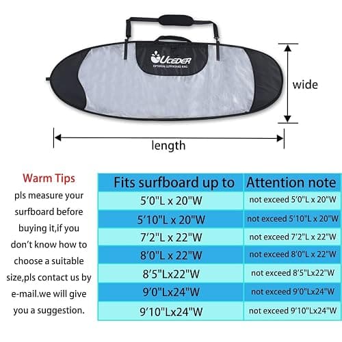 UCEDER Surfboard Cover and Surfboard Storage Bag for Outdoor Travel,5'0"-9'10" Surfboard Bag,Maximum Protection for Your Surfboard thumbnail 2