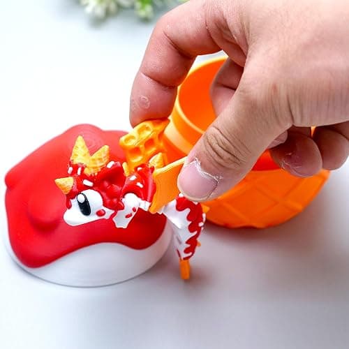 LUYUCUBE Colourful 3D Printed Dragon Egg,Little Dragon Inside Egg,Flexible Realistic Articulated Animal Fidget Toys,Mystery Figurines Gifts,Executive Desk Décor and Festival Collectible (ice Cream) thumbnail 6