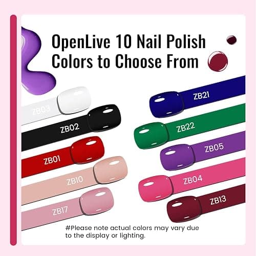 OpenLive 12 PCS Nail Polish Set With 10 Colour Combo, 2 PCS Base And Top Coat,Fast Drying Nail Polish For Home DIY And Beginners. thumbnail 3