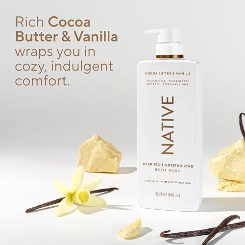 Native Moisturizing Body Wash, Clean & Gentle 24-Hour Hydration with Shea Butter, for Sensitive and Dry Skin, for Women & Men, Sulfate-free, Paraben-free, Cocoa Butter & Vanilla, 22 fl oz thumbnail 8