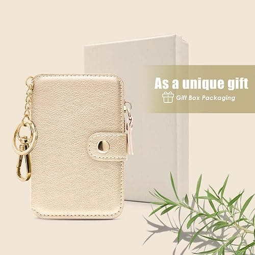 Penekin Keychain wallet, Rfid Blocking Credit Card Holder Leather, Zipper Card Case for Women thumbnail 6