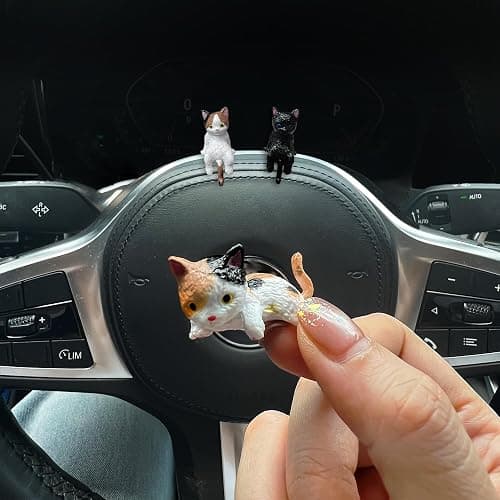 LUFEEMGA 8PCS Mini Resin Cat Car Interior Accessories Dashboard Decorations, Mini Resin Cat Ornaments for Car Dashboard, Office Desk, Computer Monitor Decor thumbnail 2