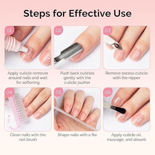 MelodySusie Cuticle Remover Kit,60g Cuticle Remover Cream 15ML Cuticle Oil | Cuticle Nipper Trimmer Pusher,Nail File and Brush for Cuticle Softener & Moisturize Manicure Kit for Nail Care thumbnail 7