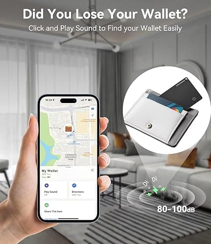 Ultrbeka Ultra-Thin Air Tag Wallet Tracker Card 0.07in IP68 Waterproof Bluetooth Tracker for Wallets, Passport, Work with Apple Find My, Wireless Charging, Card Locator [Apple MFi Certified] iOS Only thumbnail 6