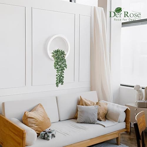 Der Rose 2 Pack Fake Plants Hanging Artificial Succulents Plants in White Pots for Living Room Bathroom Accessories Boho Wall Decor thumbnail 4