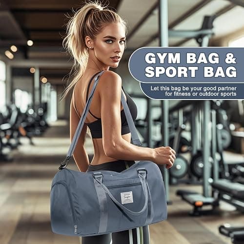 Weekender Duffel Bags for Women, Travel Totes Bag for Airplane, Cute Sports Gym Dance Overnight Luggage Bag with Wet Pocket Shoe Compartment, Carry On Hospital Bag for Labor and Delivery Haze blue thumbnail 2