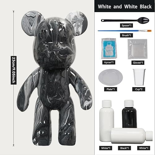 YONXID DIY Fluid Bear Painting Kit - Creative Home Decor Handcrafted Teddy Bear, Bearbrick Figure, and Bears to Paint Dolls for Birthday and Valentine's Day Gifts (9.05 Inches, Bear) thumbnail 2
