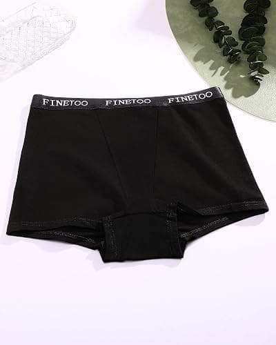FINETOO Womens Cotton Boy Shorts Underwear Full Coverage Soft Boxer Briefs High Waisted Panties for Lady Girls 6 Pack thumbnail 3