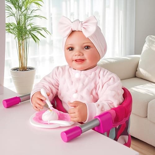 BABESIDE Baby Doll High Chair for 12–20 Inch Dolls, Foldable Table Seat | Clip-on doll chair folds flat for storage and travel; fits most 12–20 inch dolls and attaches to compatible table edges thumbnail 8