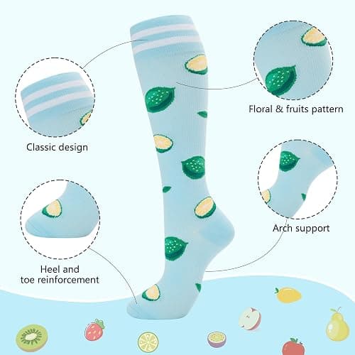 fenglaoda Compression Socks for Women Men Support Circulation 6 Pairs Socks For Nurse, Travel, Flight thumbnail 2