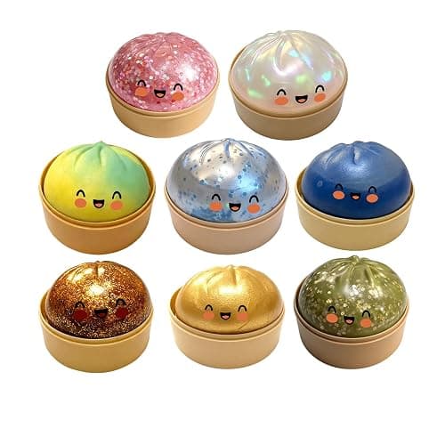 Glitter Dumpling Squishy, Giant Dumpling Squishys Toy With Steamer Box, Dumplings Squishy, Cute Soft Squeeze Dough Hand Fidget Toys, Stress Relief Dumplings Squishys Squeeze Toy (#H) thumbnail 6