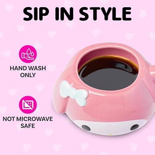 Silver Buffalo Sanrio Hello Kitty and My Melody, 3D Sculpted Mug, 20oz | Hello Kitty and Friends, Ceramic, 0.59 Liters thumbnail 4