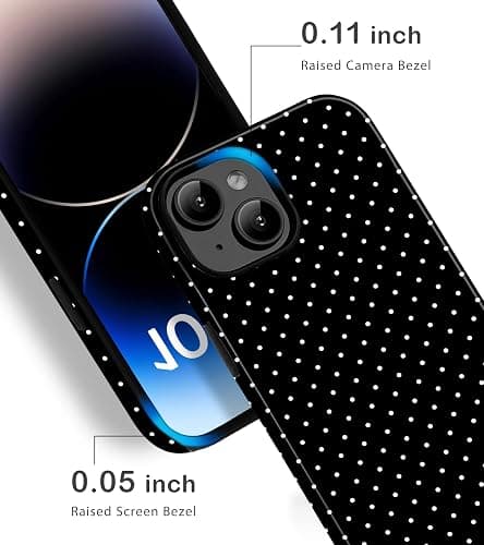 Amzfield for iPhone 13 Case for iPhone 14 Case Cute Polka Dot Aesthetic Retro Design for Women Girls Fall Simple Chic Girly Pretty Dual Layer Hybrid Protection Elegant Case for iPhone 13/14-Black thumbnail 4