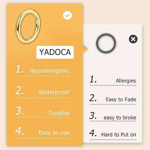 YADOCA Septum Nose Rings for Women Men - Gold Septum Rings 16G 18G Nose Ring Hoops Hypoallergic Surgical Steel Cartilage Earrings Helix Lip Conch Tragus Daith Piercing Jewelry Tone 8mm 10mm thumbnail 5