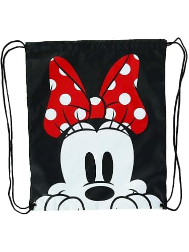Disney Minnie Mouse Face Drawstring Tote Backpack, Black, One Size thumbnail 5