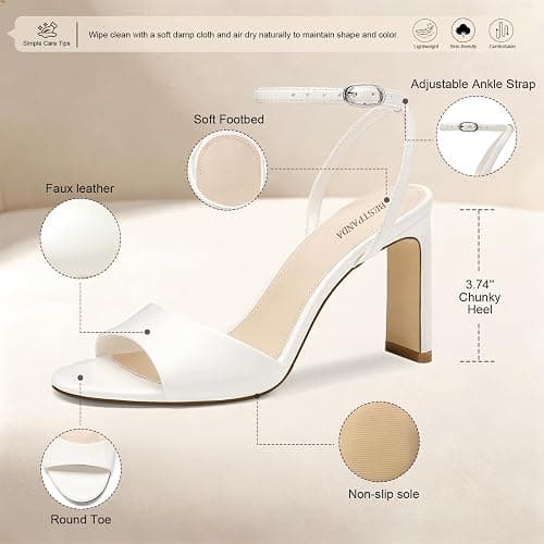 Bestpanda Women's High Heel Sandals Open Toe Ankle Strap Heels | Wide heel stability, adjustable ankle strap, comfortable cushioning, helps reduce forward sliding, weddings, parties and prom thumbnail 5