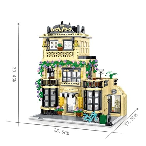 NEWRICE City Cafe Architecture Building Kit with LED Lights,3 Levels City Cafe Model Building Blocks Toy,for 12+Age Teen,Adult（1443 Pieces） thumbnail 3