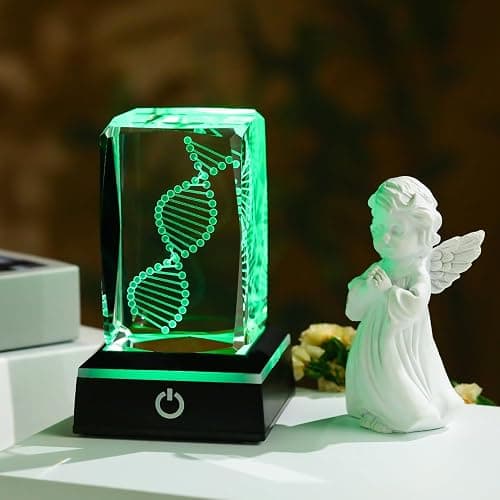 Movdyka 3D Crystal DNA Model with Color-Changing LED Base - Unique Science Gift for Teachers, Biology Lovers | Science Classroom Decor, Lab Decor & LED Art thumbnail 4
