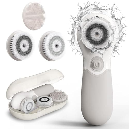 Face Scrubber with 3 Brush Heads & 2 Speeds - Deep Cleaning, Exfoliating, and Massaging for All Skin Types - Facial Cleansing Brush Includes Silicone Head, Travel Case & Free-Plastic Packaging - Image 1