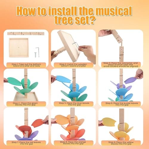 Marble Run Wood Ball Drop Toy for Kids 3-5 Toddlers Wooden Musical Tree Set Ball Run Toys for 4-8 8-12 Years Old Marble Tree Montessori Toys Christmas Birthday Gift (1.1inch Balls) thumbnail 5