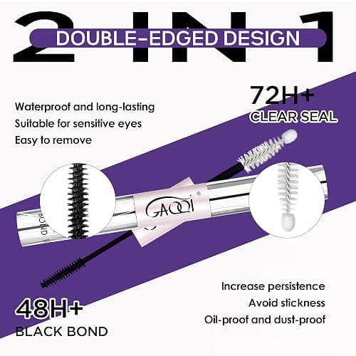 GAQQI Lash Cluster Glue, Waterproof Bond and Seal Lash Glue, Black - 10ml | Strong Hold 3-7days, Latex-free & Formaldehyde-free, Waterproof, For Cluster/ Individual/ Strip Lashes, Easy to Use thumbnail 2
