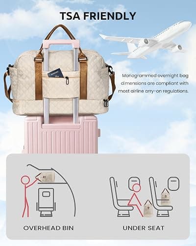 Vogewood Gifts for Daughter - Initial Personalized Weekender Letter Travel Bag with Makeup Bag, Shoe Compartment, Sister Friend Girlfriend Gifts (Letter M) thumbnail 4