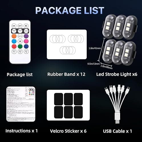 6PCS Wireless LED Lights for Car with Remote Control, High Brightness Wireless LED Strobe Light 8 Colors USB Charge IP65 Waterproof Anti-Collision for Car Motorcycle Aircraft Bike (6) thumbnail 7