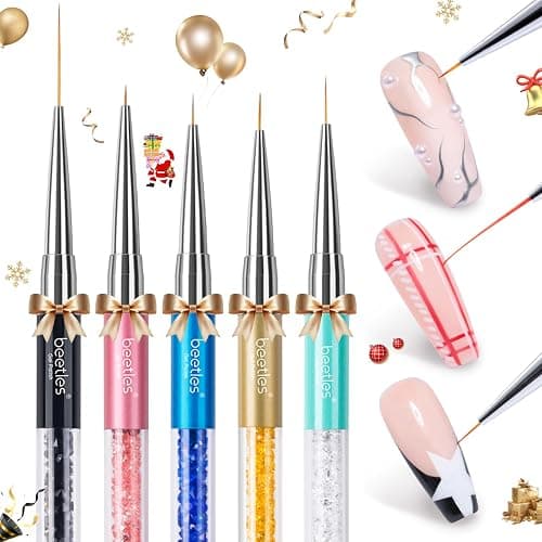 Beetles Gel Polish Nail Art Liner Brushes 5Pcs Painting Art Design Pen Set Diamond Application Rhinestone Handle Dotting Drawing Sizes 5 7 9 11 20mm Nail Design Gift for Women thumbnail 8