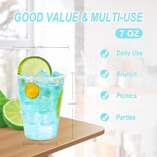 BYSNOW 7 oz Clear Plastic Cups, 500 Count Bulk, PP Clear Plastic Cups for Party with Higher Heat Resistance, Suit for Hot Beverages, Soda, Juice (7oz 500count) thumbnail 4