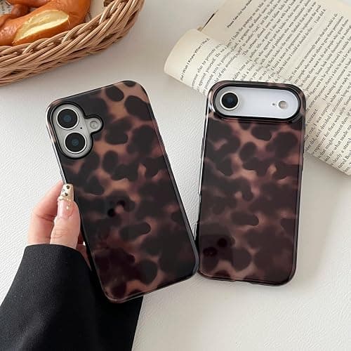 Longlayss Compatible with iPhone 16 Plus Case Tortoise Shell Phone Case for Women Girl Shockproof TPU and Hard PC Protective Cover - Amber Brown Leopard thumbnail 6