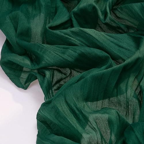 Cheesecloth Table Runner Fall Boho Wedding Birthday Party Home Decor | Emerald Green 2pcs Rustic Gauze 10FT Cheese Cloth Sheer Farmhouse Runner for Baby Shower Bridal Holiday Decorations thumbnail 3