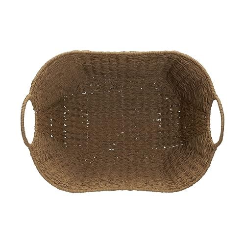 Household Essentials Natural Paper Rope Basket with Handles, Natural Woven Woven Storage Basket, Great for Decoration or Organization thumbnail 6