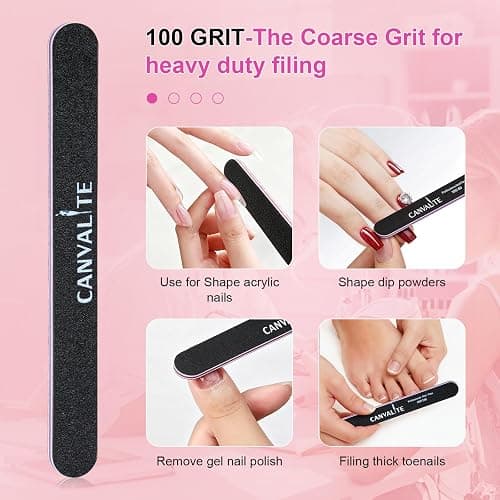 Canvalite Nail File and Buffer 100/180 Grit Emery Boards for Nails | Double sided emery board for gel prep, mini buffer block for smoothing, reusable nail care for beginners thumbnail 4