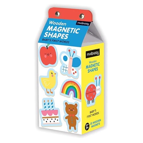 Mudpuppy Baby's First Words – Wooden Magnetic Shapes Featuring Adorable Everyday Objects for Children Ages 1 and Up - Image 1