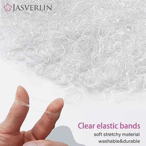 JASVERLIN Clear Hair Elastics, 2000 Pcs Variety Pack of Small, Medium, Large Rubber Bands Ponytail Holders and Polybands for Toddlers, Girls, Women, Baby thumbnail 5