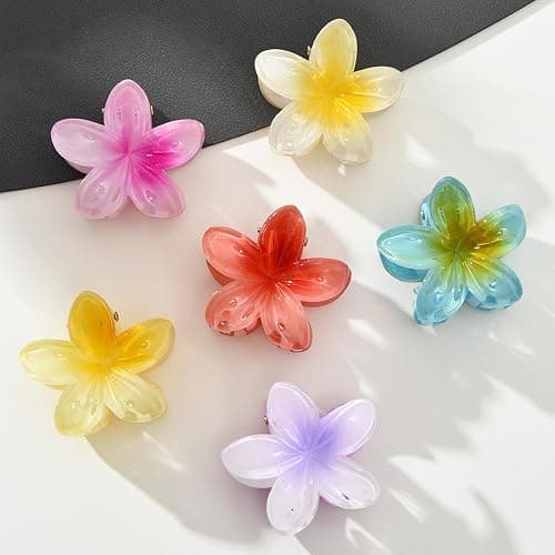 8 Pcs Hawaiian Flower Hair Claw Clips Cute Mini Plumeria Hibiscus Hair Clips for Women Girls Hair Accessories thumbnail 6