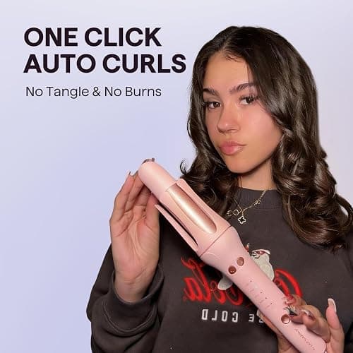 Wavytalk Automatic Curling Iron, Automatic Hair Curler for Shiny & Effortless Curls, Dual Voltage Curling Iron & Lightweight for Travel （1.25 Inch, Pink） thumbnail 4